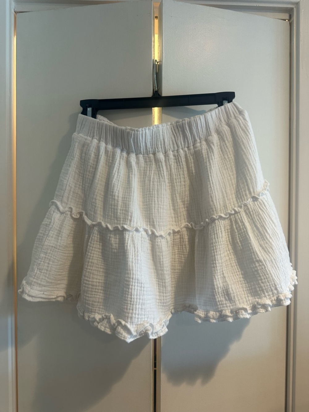 White Preppy Tiered Gauze Women's Skirt